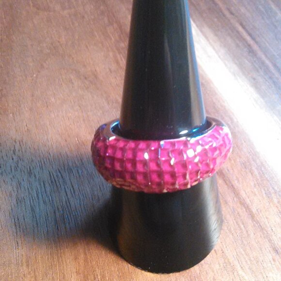 Simulated Ruby Color Diamond Sterling Silver Ring (Size 9) - Picture 3 of 6